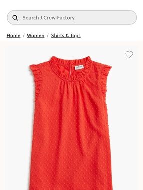 J. Crew Womens Orange Coral Swiss Dot Ruffle Sleeve Tank